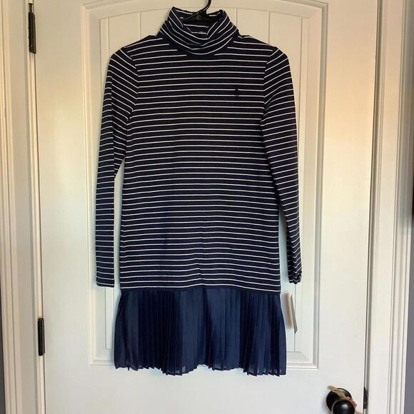 Polo Ralph Lauren Striped Turtleneck Dress with Pleated Skirt - Picture 1 of 7